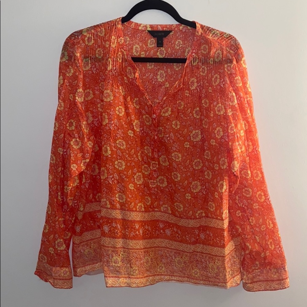 JCrew Orange Block print tunic- never worn